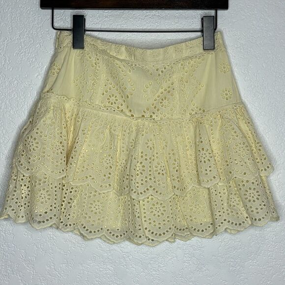 New LoveShackFancy Amy Skirt Yellow Eyelet Small revolve - Picture 5 of 11